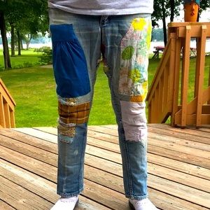 Vintage 70’s patched jeans 32W